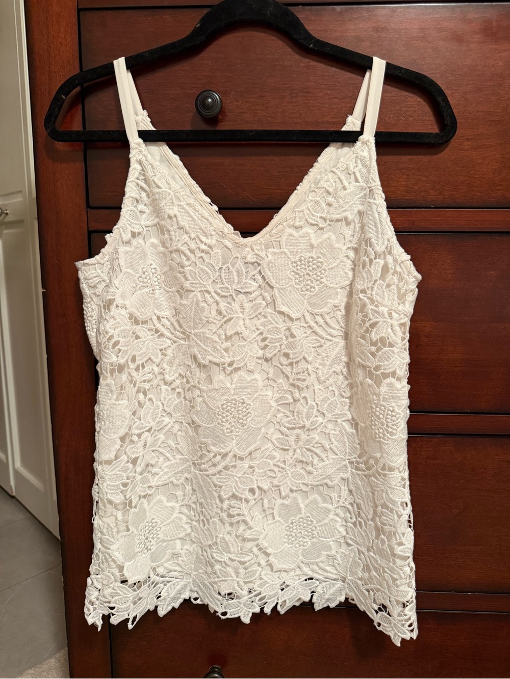 White House Black Market White Floral Lace Camisole Tank